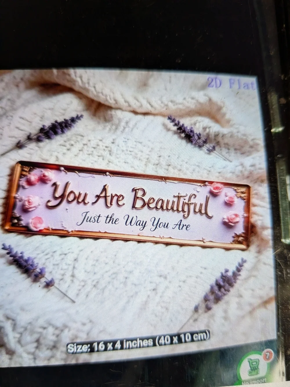 You Are Beautiful Wall Sign - Pink Metal 16 X 4